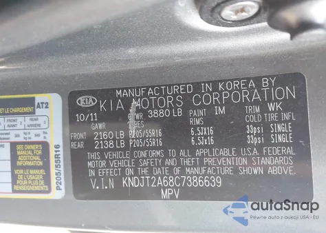 2012 Kia Soul + z USA, uszkodzony, nr VIN KNDJT2A68C7386639